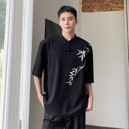 Men's T Shirts SYUHGFA Men Fashion Printing Chinese Style Embroidered Short Sleeve Tops Trendy Vintage Casual Cardigan 2023 Tide