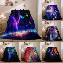 Blanket Blanket Throws Planet Space Gift for Boy Girl Colorful Soft Lightweight Flannel Fleece Blanket Purple for Bed Couch R230615
