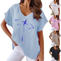 Women's T Shirts Women's Short Sleeved Animal Print V Neck Loose Casual Shirt Long Sleeve Women Trendy