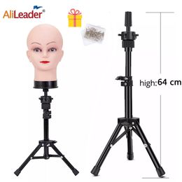 Wig Stand Alileader Wig Tripod Stand With Bald Mannequin Head With Stand For Wig Making Kits Salon Mannequin Head Wig Stand Tripod 230614