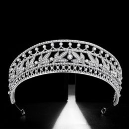 Luxury Bridal Hair Crown Headpieces Sliver Rhinestone Leaf Tiaras Crystal Womens Pageant Hearwear Wedding Jewerly for Bride