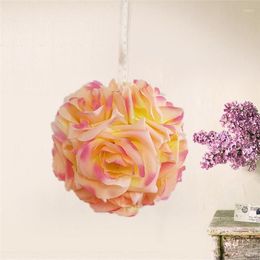 Decorative Flowers 10CM Artificial Encryption Rose Silk Flower Kissing Balls Hanging Ball Christmas Ornaments Wedding Party Decoration