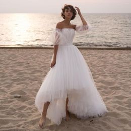 Wedding Dress Vestido De Noiva 2023 Front Short Long Back Strapless Bride With Train Custom-Made Gown