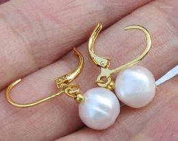 Dangle Earrings CHARMING NATURAL 11-10mm GOLDEN SOUTH SEA PEARL EARRING 14k/20 GOLD