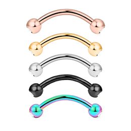 Labret Lip Piercing Jewellery Gem Curved Barbell Eyebrow Rings 16G Steel Daith Rook Earring Belly Button Ring 5 col 230614