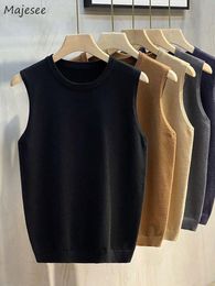 Men's Sweaters Sweater Vest Men Spring Arrival Sleeveless Basic O neck Knitwear Korean Style Trendy Solid Handsome Streetwear BF All match 230615