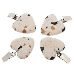 Table Cloth 4Pcs Tablecloth Weights Pendants Heart-Shaped Clip Heart Shape Stone Pendant With Metal For Home Picnics Wedding