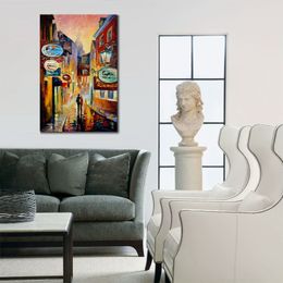 Abstract Landscape Canvas Art Bathroom Decor Happy Night Handmade Oil Painting Modern