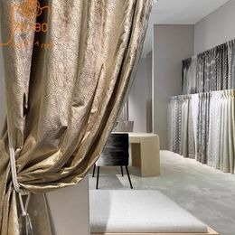 Curtain Customised Diamond Velvet Fabric Gold Texture Jacquard Thickened Shading Curtains for Living Room Bedroom Villa High Window 230615