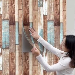Self-Adhesive 3D Wood Wall Stickers Living Room Decor Foam Waterproof Panels Covering Wallpaper TV Background Kids Room 70*70