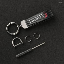 Keychains Carbon Fibre Car KeyChain 360 Degree Rotating Horseshoe Key Rings For MINI Cooper S R56 R55 R60 R61 F54 F55 F56 F57 F60 294A