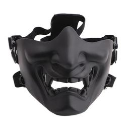 Scary Smiling Ghost Half Face Mask Shape Adjustable Tactical Headwear Protection Halloween Costumes Accessories26934164779323317p