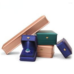 Jewelry Pouches Luxury Ring Earrings Necklace Pendant Box With LED Light Organizer Gift Packaging Case For Proposal Engagement Wedding
