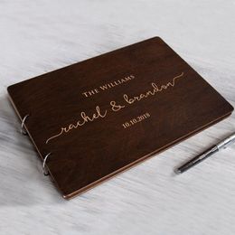 Other Event Party Supplies Personalised Wedding Guest Book Unique Wooden Guest Book Wedding es Custom Name and Date A4A5 Creative Beautiful 230615