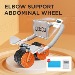 Core Abdominal Trainers Wheel Automatic Rebound With Elbow Support Flat Plate Exercise Silence Home Equipment 230614