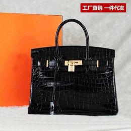Crocodile Pattern Bag Bags Fashion Platinum Versatile Casual Cowhide Handheld One Shoulder Leather Women's Bag