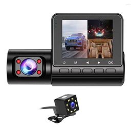 Camcorders Dashcam 2.4 Inch IPS Screen Front Rear Camera 3 Lens Recorder Wide Angle Night Vision Automatic Loop Recording