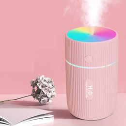 Humidifiers 220ML Mini Car Air Humidifier USB Ultrasonic Essential Diffuser Smart Purifier Home Aroma Mist LED Night Light