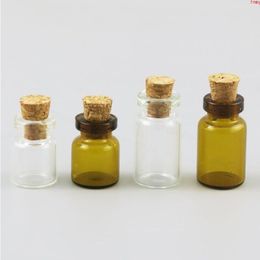 1000 x 1ml Cute AmberGlass Bottle With Cork Small Transparent Corked Stopped Glass Vials 05ml Amber Contaienrshigh qty Inema