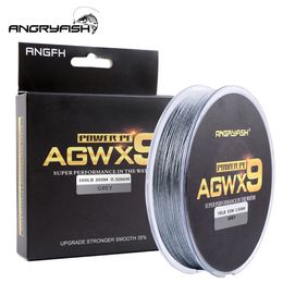 Braid Line Angryfish 9 strands 300m/327YD Super PE Braided Fishing Line Strong Strength Line Thread Wear resistant 230614