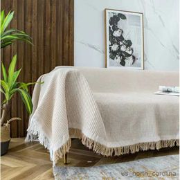 Blankets Sofa Cover Cushion Cover Sofa Knitted Blanket Waffle Embossed Blanket Nordic Decorative Solid Color Blankets for Sofa Bed R230615