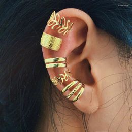 Backs Earrings 2023 Fashion Gold Color Ear Cuffs Leaf Clip For Women Gils Climbers No Piercing Fake Cartilage Earring Accessories Gift