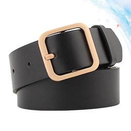 Belts 1pc Women Belt Female Fully Adjustable Casual Square Shape Buckle For Ladies (110cm Length 3.3cm Width Black