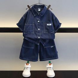 Clothing Sets 2013 Spring Summer Children Clothes Boys Suit Denim Tops Jeans Pants 2Pcs/Set Infant Casual Outfits Kids Outfit 2-12 Years 230614