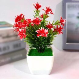 Decorative Flowers Mini Simulation Blossom Bonsai Props Home Balcony Office Desktop Gardening Decorations Artificial