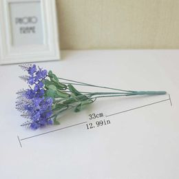 Dried Flowers Heads Romantic Provence Lavender Silk Artificial Purple Bouquet Plastic Fake Flower White for Home Wedding Decoration