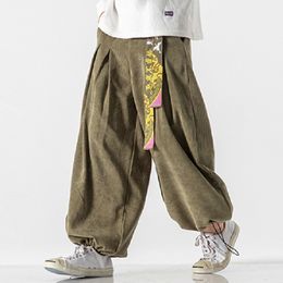 QNPQYX New Chinoiserie Belt Fashion Loose Casual Men's Harajuku Corduroy Sports Pants Jogging Pants Plus Size Couple Ladies Harem Pants