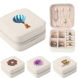 Cosmetic Bags Jewellery Storage Box Portable Organiser Display Travel Zipper 3D Pattern Case Earrings Necklace Rings