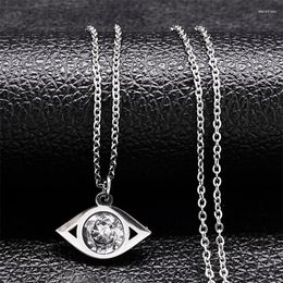Pendant Necklaces Fashion Turkey Eye Crystal Necklace For Women Stainless Steel Choker Valentine's Day Gift Jewellery Colar