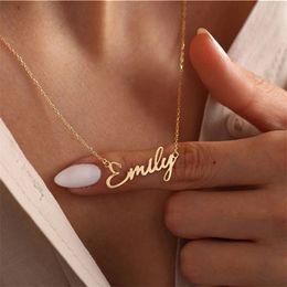 Pendant Necklaces Custom Name Necklace for Women Men Stainless Steel Personalised Letter Choker Jewellery Gift Collier 230614