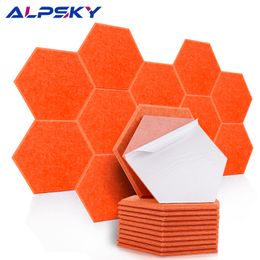 Wall Stickers 12Pcs Hexagon Self-adhesive Soundproofing Wall Panels Sound Proof Acoustic Panel Study Bedroom Nursery Wall Decor Home Decor 230614