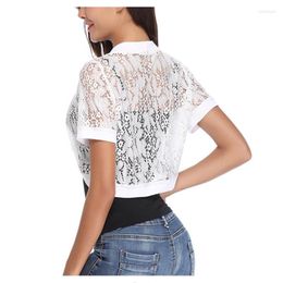 Women's Jackets Sexy Women Black White Lace Elegant Ladies Shrug Short Bell Sleeve Cropped Jacket For Wedding Evening Prom