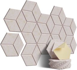 Wall Stickers 12Pcs Self-adhesive Hexagon Design Y-Lined Acoustic Panel Sound Proof Panels Noise Insulation Home Studio Wall Panels Foam 230614