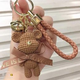 Korean Version of Imitation Wool Little Bear Lady Car Key Chain Creative Personality Exquisite Backpack Pendant Cute Cartoon Decor197d