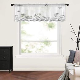 Curtain Abstract Floral And Butterflies Short Sheer Curtains For Living Room Bedroom Kitchen Tulle Window Treatments