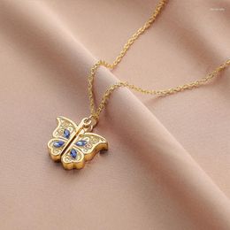 Pendant Necklaces Crystal Butterfly Necklace Love Openable Po Box Blue Wing Memorial Gift Jewelry