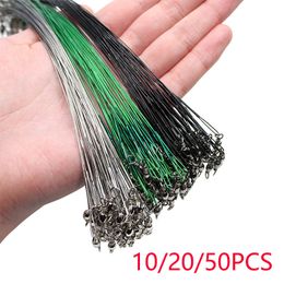 Braid Line Anti Bite Steel Fishing Wire Leader With Swivel Accessory Lead Core Leash 15cm 20cm 25cm 30cm 230614