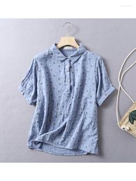 Women's Blouses 4 Colours -- Lamtrip Retro Rustic Dandelion Print Soft Cotton Yarn Half Lantern Sleeve Turn Collar Shirt Blouse 2023 Autumn