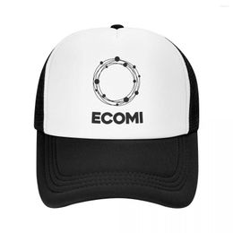 Ball Caps Ecomi IMO BLACK Baseball Cap NFT Non Fungible Tokens Mesh Net Hat For Men Women Stylish Trucker Hats Adjustable Peaked