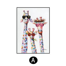 Draw Decorative painting Handmade Hand drawn oil painting Giraffe Children painting Decor hanging living room background wall