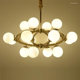 Chandeliers Post Modern Glass Globes Shades Led Chandelier Lustre Gold Pendant Lighting Fixtures Foyer Luminarais Lamparas