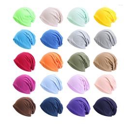 Cycling Caps Beanie Cotton Hat For Women Man Autumn Winter Elastic Casual Solid Colour Slouchy Chemo Cap Riding Running