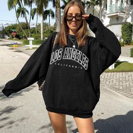 Women's Hoodies Los Angles Pullovers Women Sweatshirt Long Sleeve Loose Streetwear Letter Printed Korean Style Female O-Neck