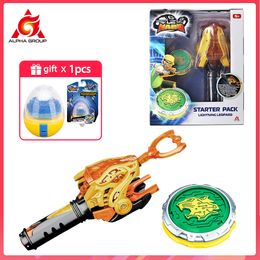 Spinning Top Infinity Nado 6 Starter Pack-Lightning Leopard Metal Ring Tip Spinning Top Gyro with Monster Icon Cord Launcher Anime Kid Toy 230614