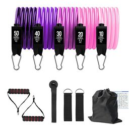 Resistance Bands Fitness Set Yoga 5 Tube Workout Home Exercise with Door Anchor Handles Ankle Straps Gym Equipment 230614