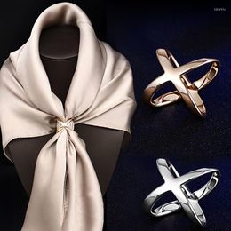 Scarves 1 Pcs X Shape Scarf Buckle Shawl Clip Clothing Brooches Cross Bow Wrap Holder Neckerchief